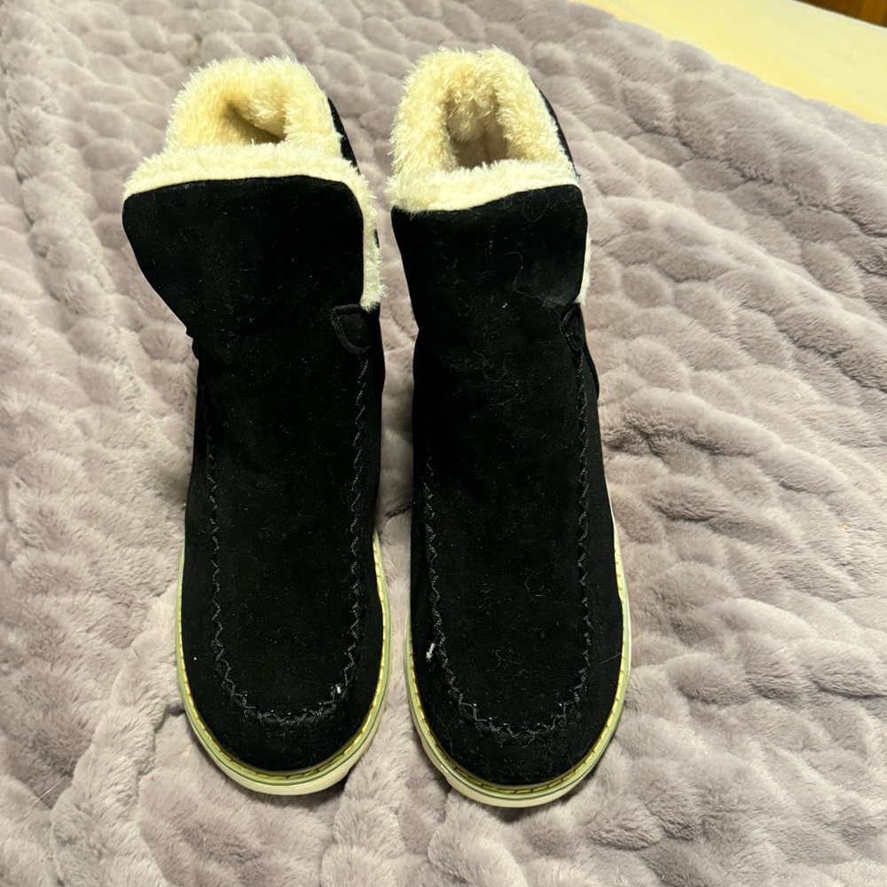 Furry on the inside black suede boots size 39